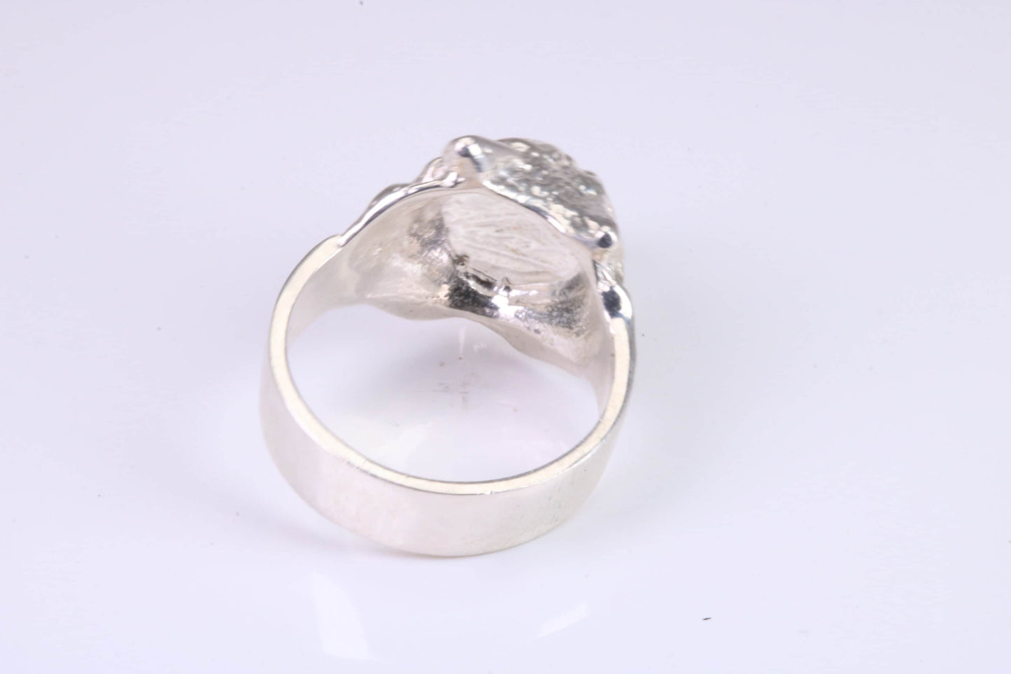Large and heavy Wolf Head ring, made from solid cast silver, British Hallmarked
