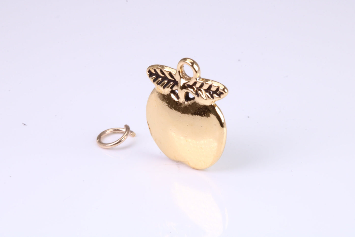 Apple Charm, Traditional Charm, Made from Solid Yellow Gold, British Hallmarked, Complete with Attachment Link