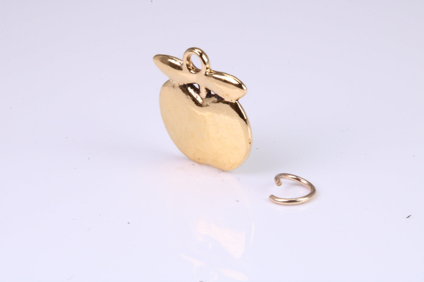 Apple Charm, Traditional Charm, Made from Solid Yellow Gold, British Hallmarked, Complete with Attachment Link