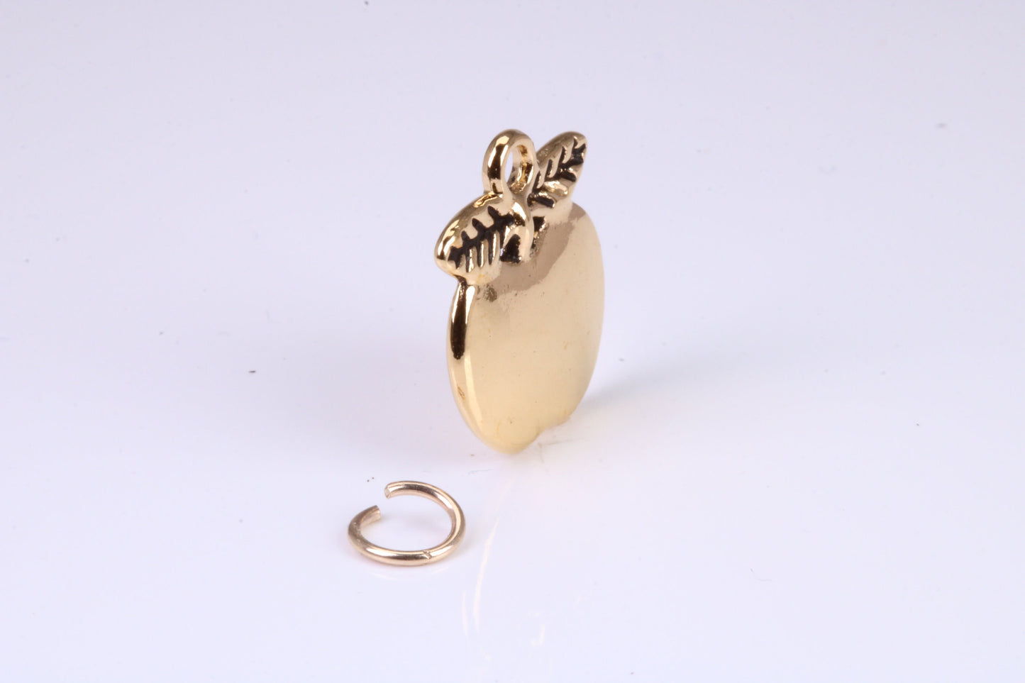 Apple Charm, Traditional Charm, Made from Solid Yellow Gold, British Hallmarked, Complete with Attachment Link