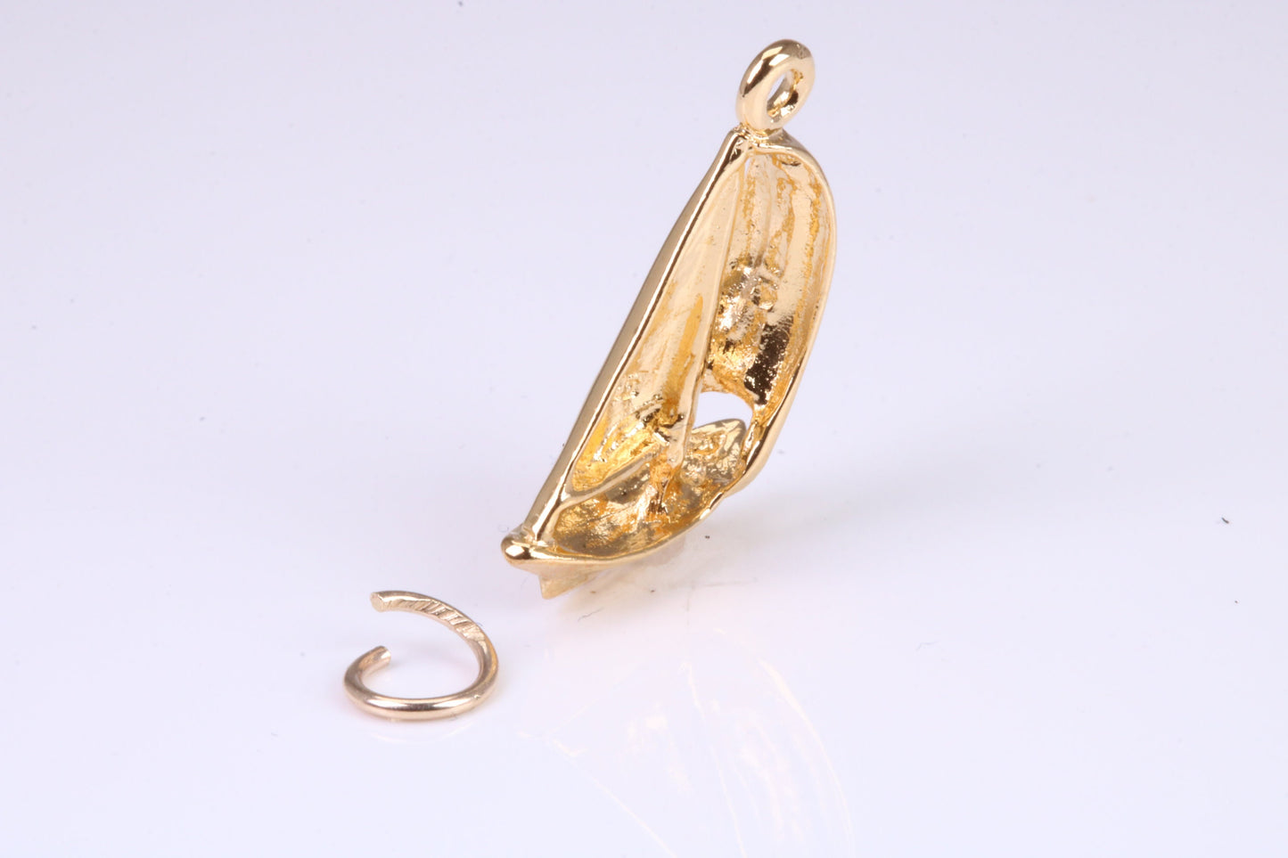 Sailing Dingy Charm, Traditional Charm, Made from Solid Yellow Gold, British Hallmarked, Complete with Attachment Link