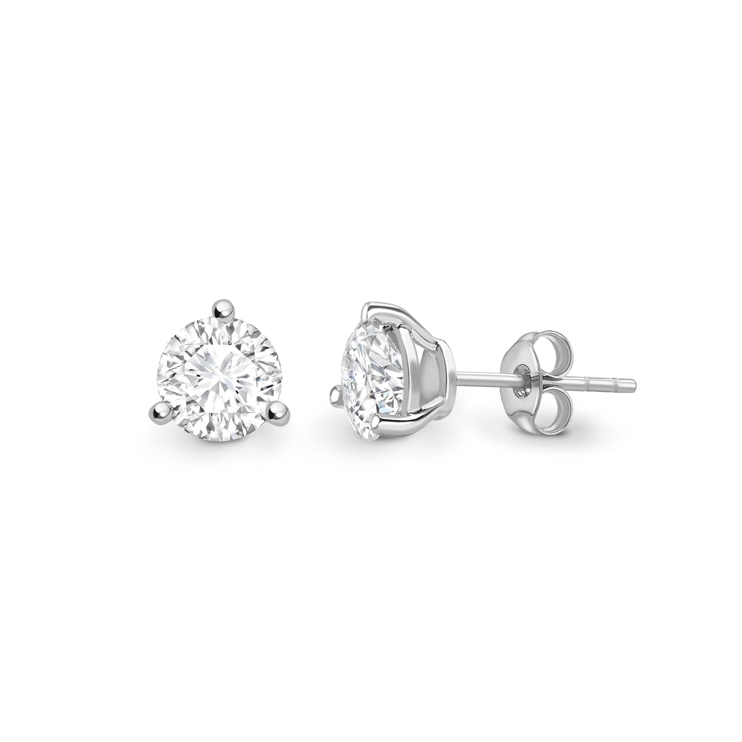 Half carat each D V V S 1 graded and certified round cut Lab Grown Diamond set stud earrings