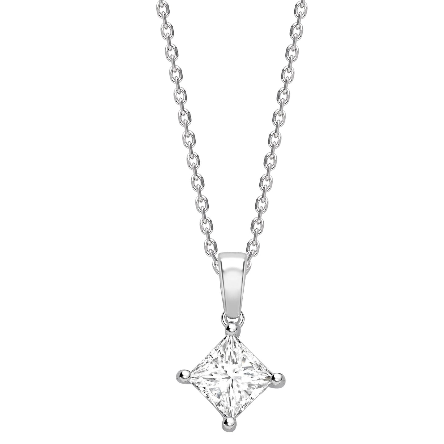 Half carat D V V S 1 graded and certified princess cut Lab Grown Diamond set Necklace