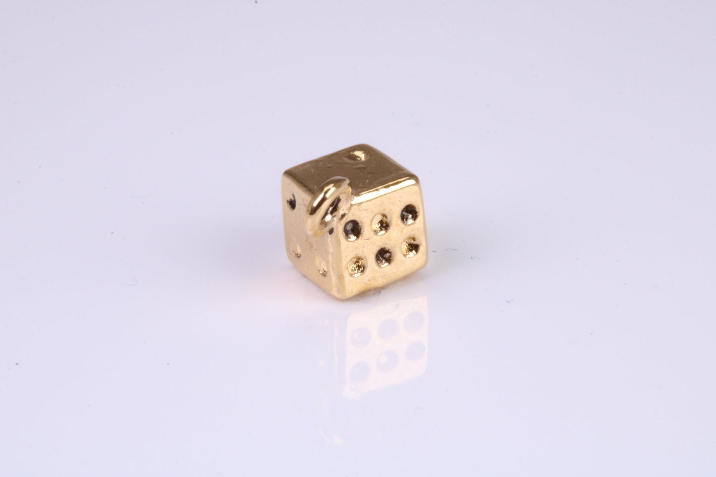 Dice Charm, Traditional Charm, Made from Solid Yellow Gold, British Hallmarked, Complete with Attachment Link