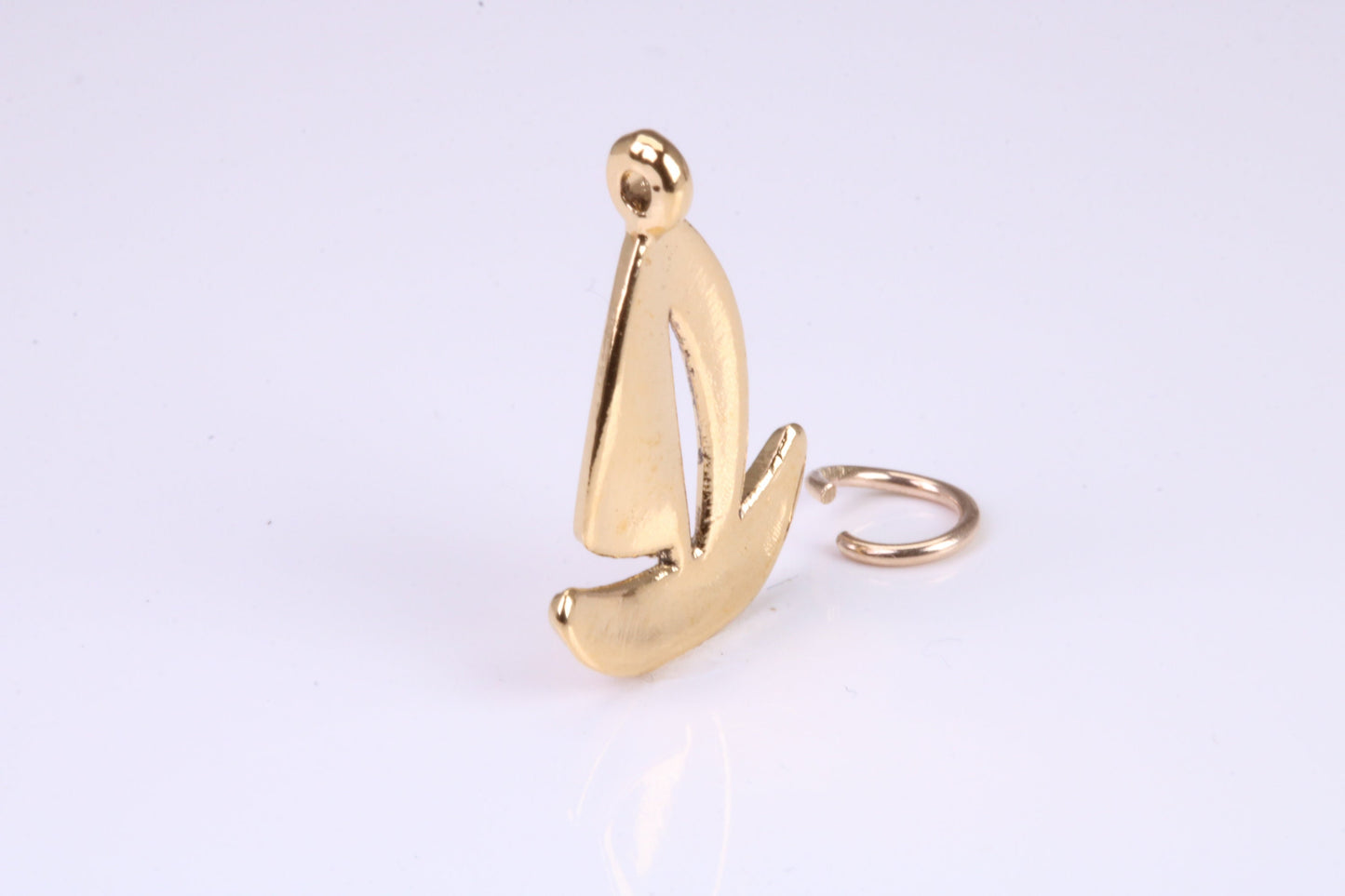 Sailing Dingy Charm, Traditional Charm, Made from Solid Yellow Gold, British Hallmarked, Complete with Attachment Link