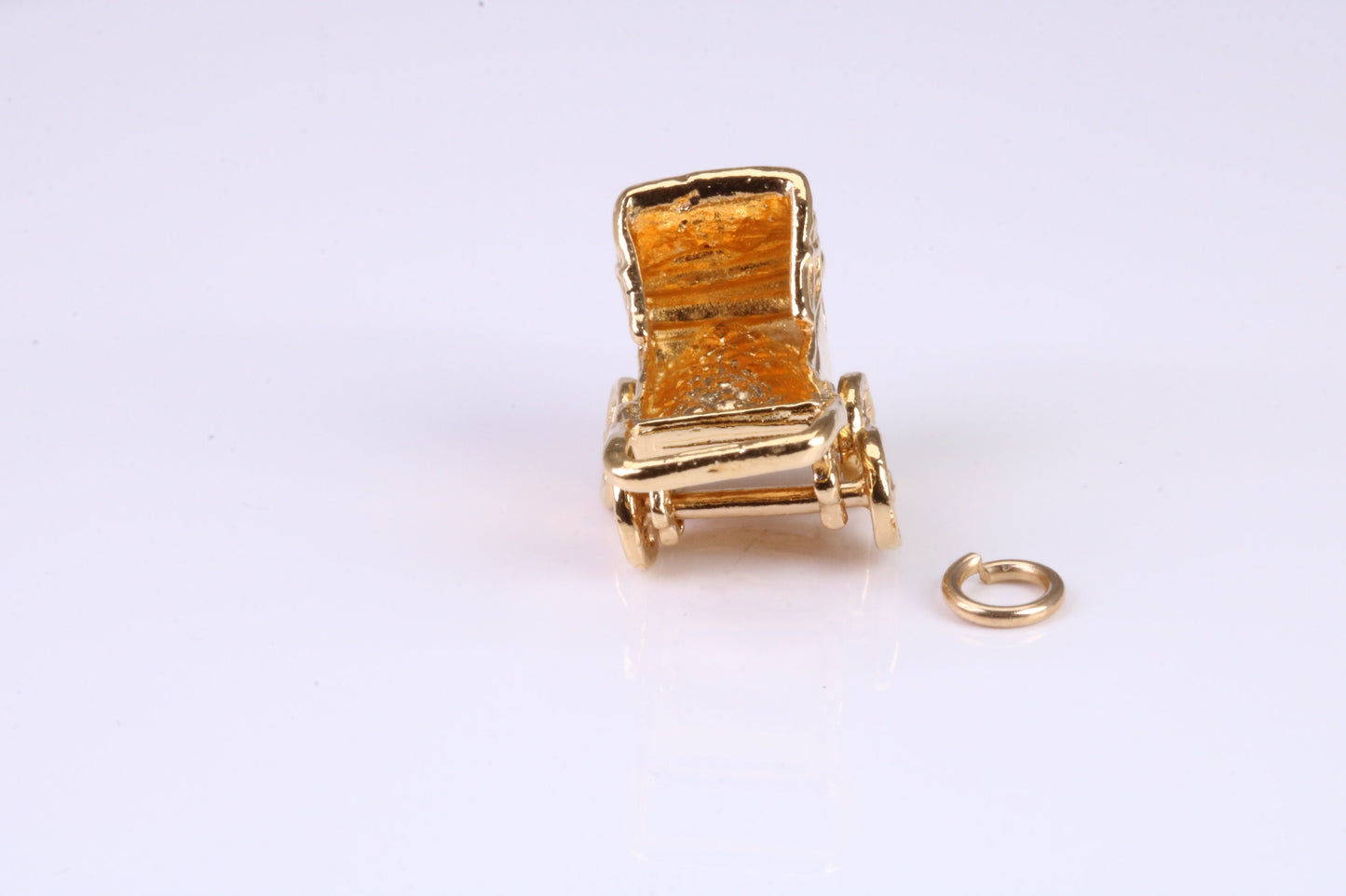 Baby Pram Charm, Traditional Charm, Made from Solid Yellow Gold, British Hallmarked, Complete with Attachment Link