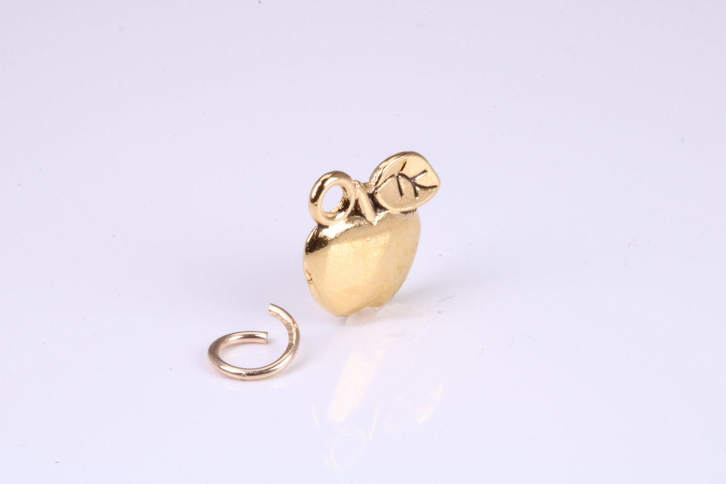 Apple Charm, Traditional Charm, Made from Solid Yellow Gold, British Hallmarked, Complete with Attachment Link