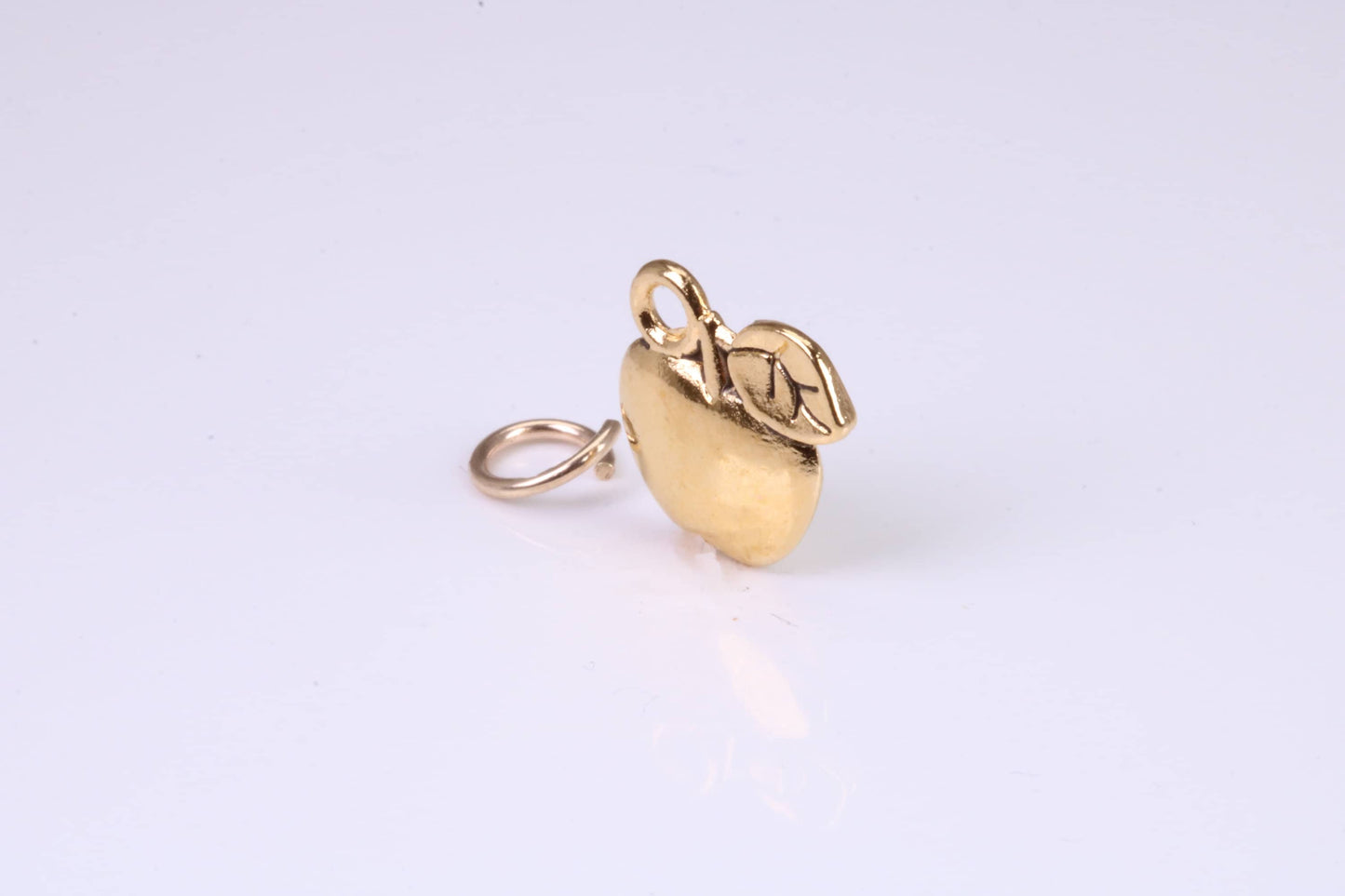 Apple Charm, Traditional Charm, Made from Solid Yellow Gold, British Hallmarked, Complete with Attachment Link