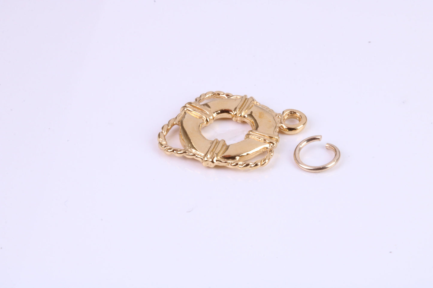 Lifebuoy Charm, Traditional Charm, This charm is made from solid cast Yellow Gold British Hallmarked