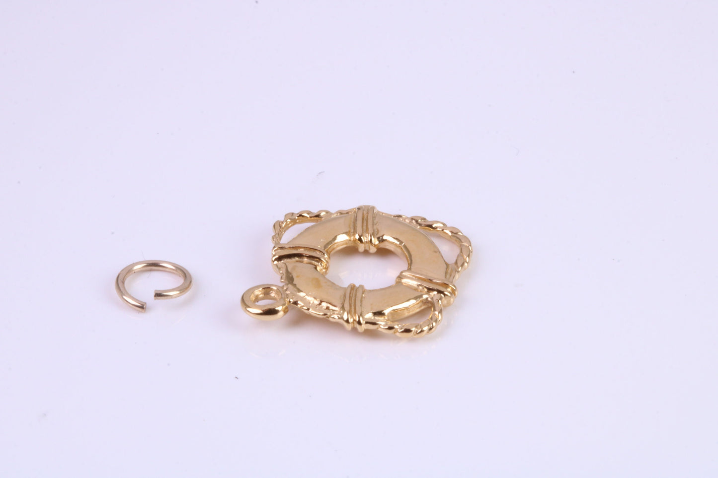 Lifebuoy Charm, Traditional Charm, This charm is made from solid cast Yellow Gold British Hallmarked
