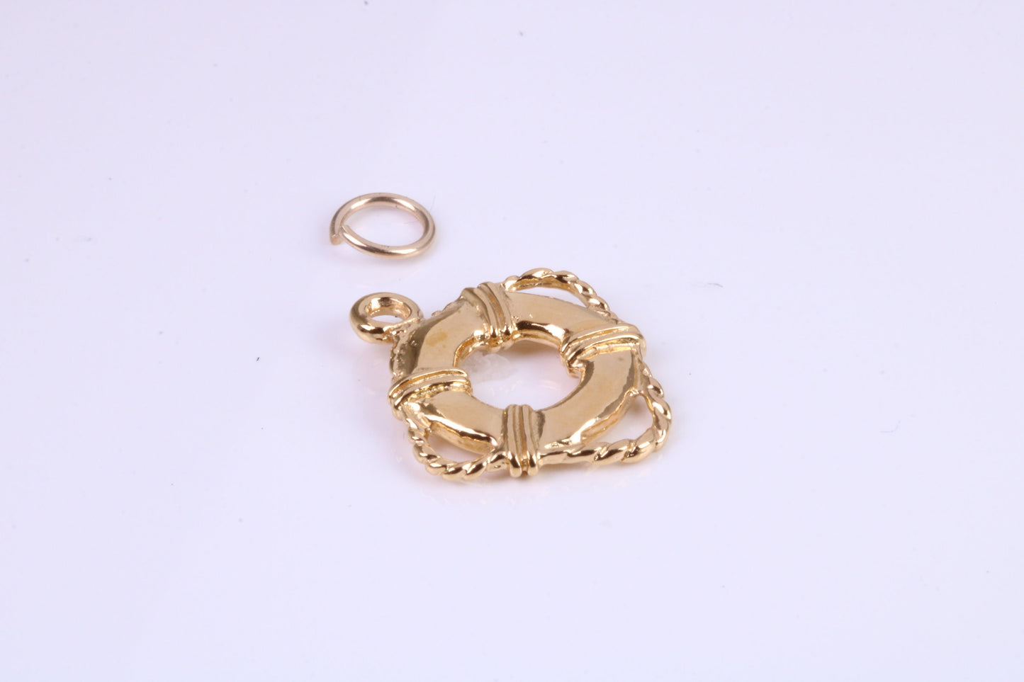 Lifebuoy Charm, Traditional Charm, This charm is made from solid cast Yellow Gold British Hallmarked