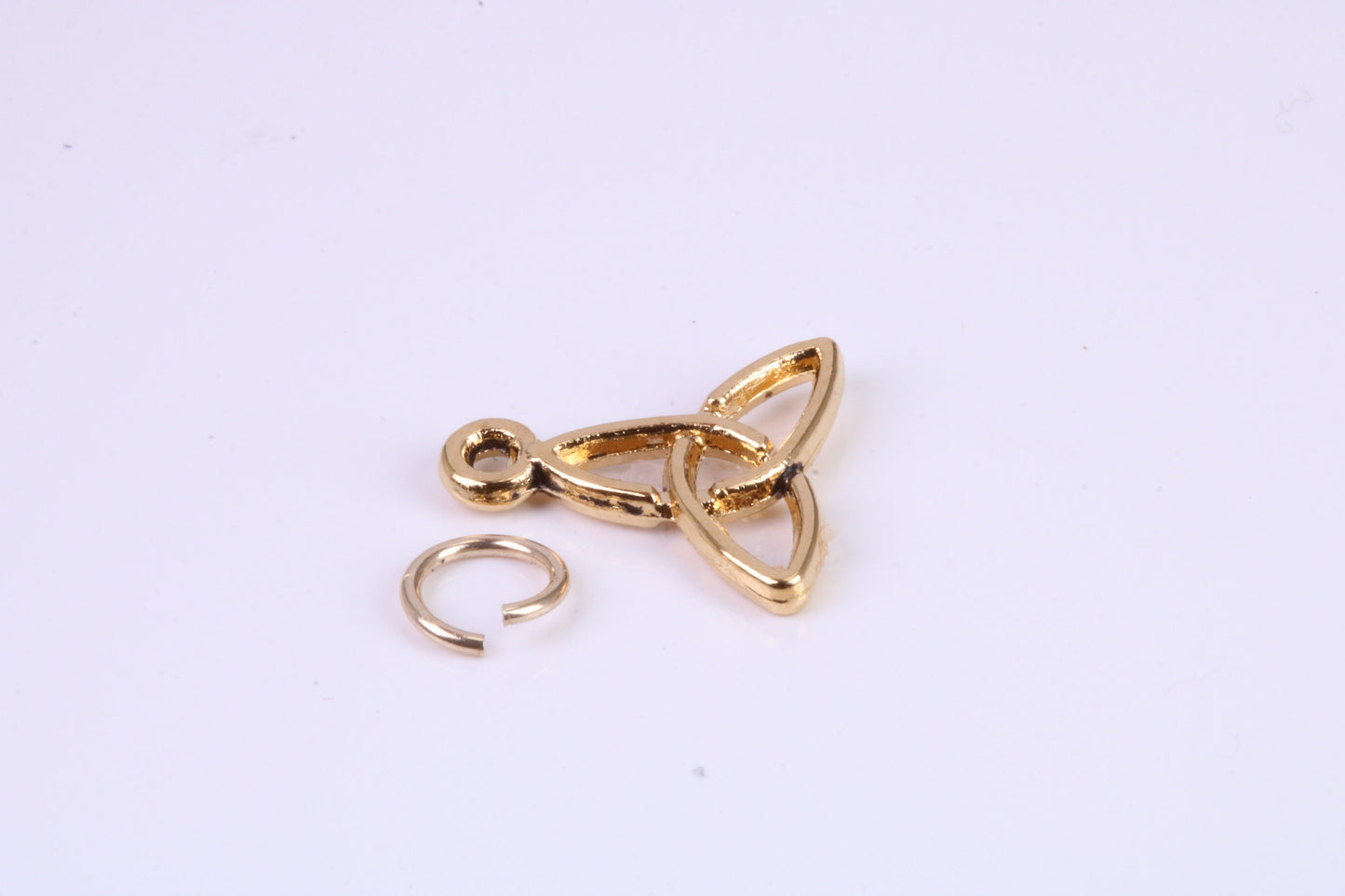 Trinity Knot Charm, Traditional Charm, Made from Solid Cast Yellow Gold, British Hallmarked, Complete with Attachment Link