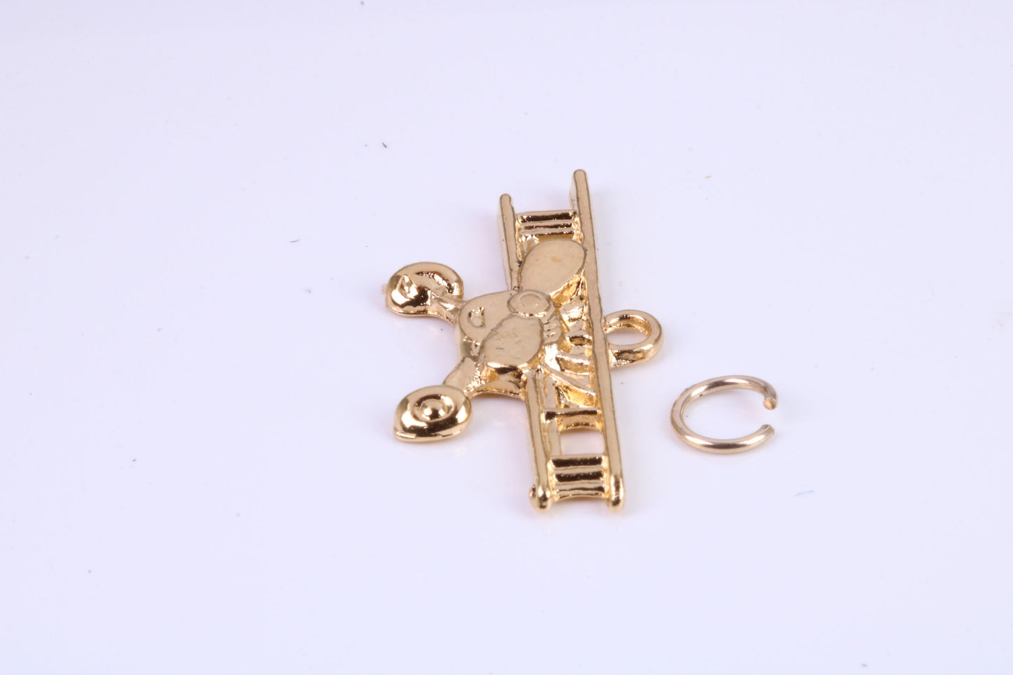 Airplane Charm, Traditional Charm, Made from Solid Cast Yellow Gold, British Hallmarked, Complete with Attachment Link
