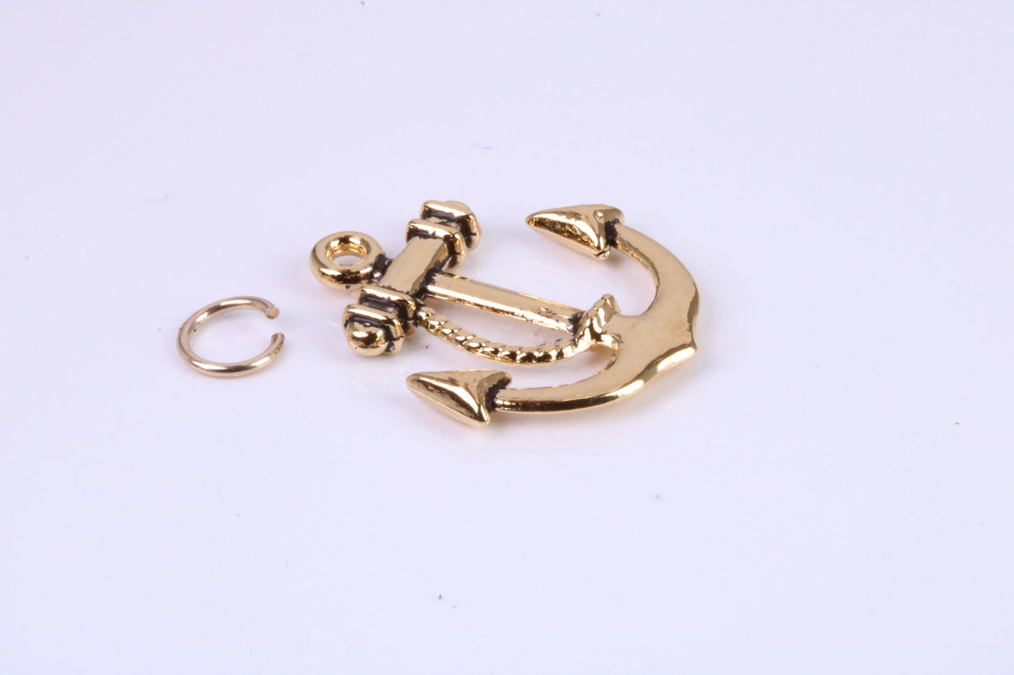 Anchor Charm, Traditional Charm, Made from Solid Cast Yellow Gold, British Hallmarked, Complete with Attachment Link