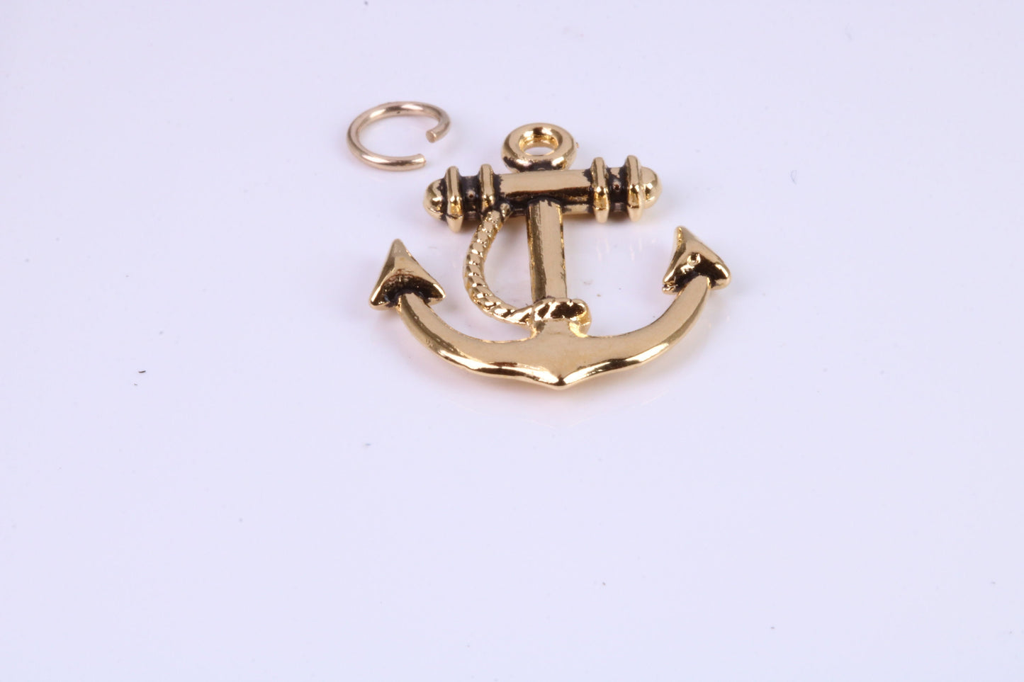 Anchor Charm, Traditional Charm, Made from Solid Cast Yellow Gold, British Hallmarked, Complete with Attachment Link