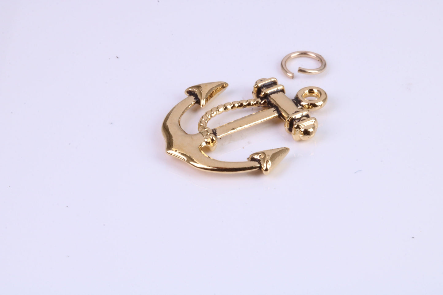 Anchor Charm, Traditional Charm, Made from Solid Cast Yellow Gold, British Hallmarked, Complete with Attachment Link