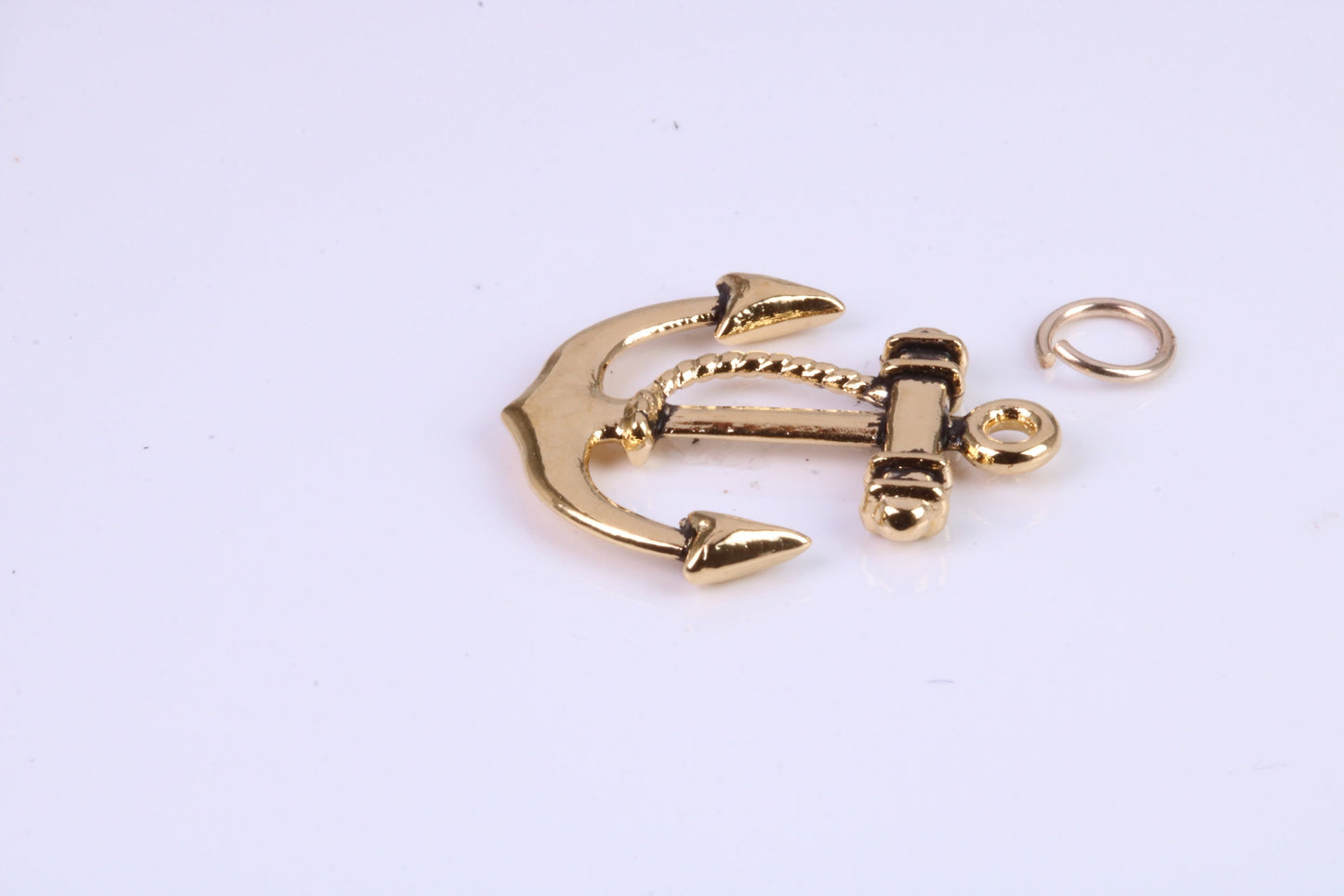 Anchor Charm, Traditional Charm, Made from Solid Cast Yellow Gold, British Hallmarked, Complete with Attachment Link