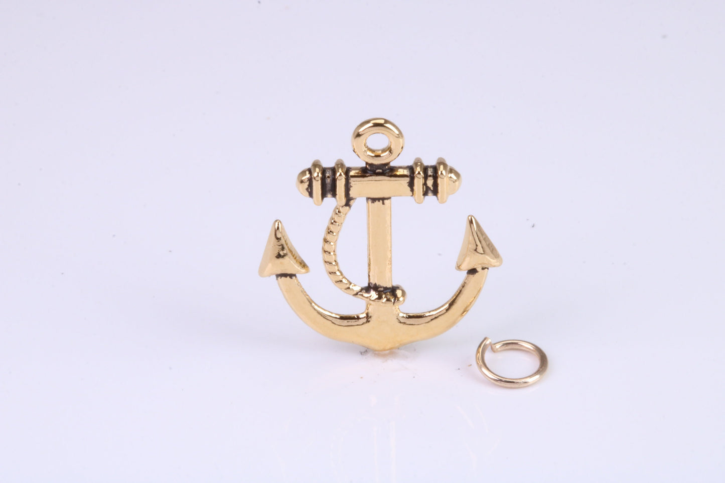 Anchor Charm, Traditional Charm, Made from Solid Cast Yellow Gold, British Hallmarked, Complete with Attachment Link