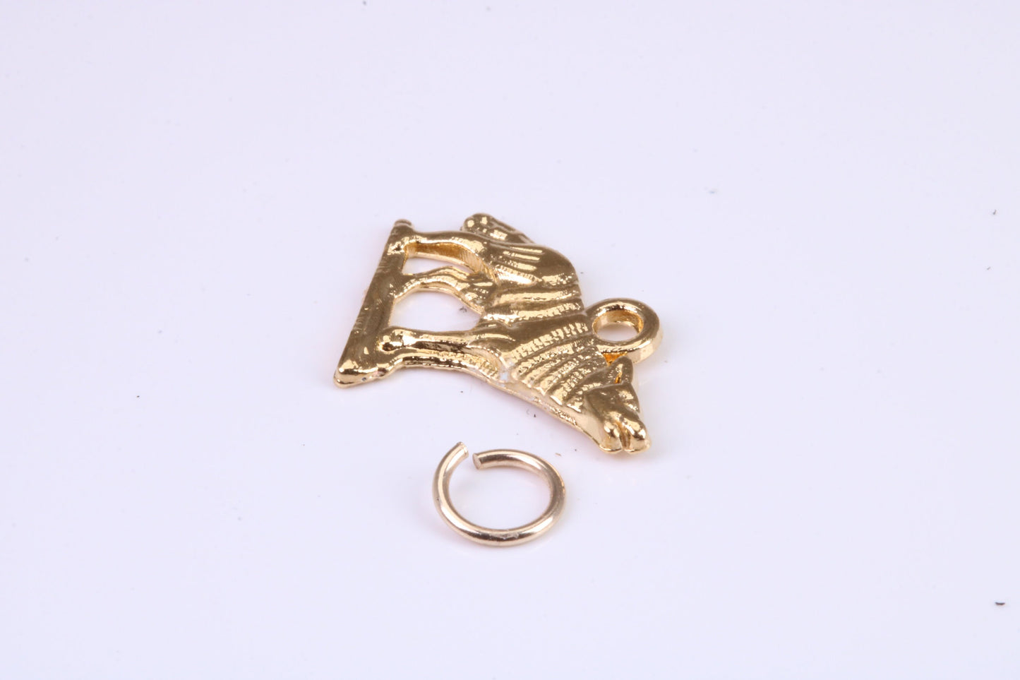 Wolf Charm, Traditional Charm, Made from Solid Cast Yellow Gold, British Hallmarked, Complete with Attachment Link