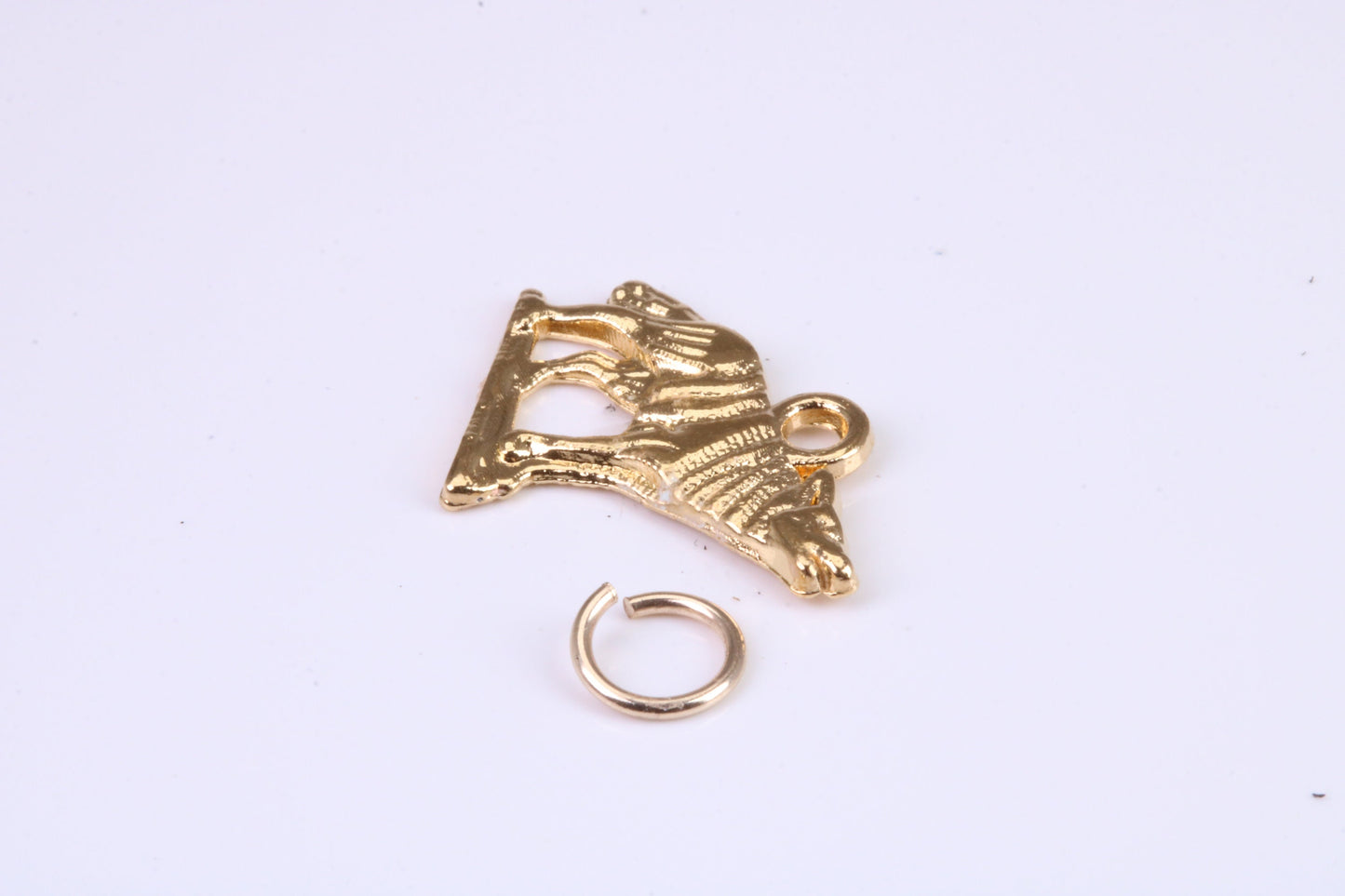 Wolf Charm, Traditional Charm, Made from Solid Cast Yellow Gold, British Hallmarked, Complete with Attachment Link