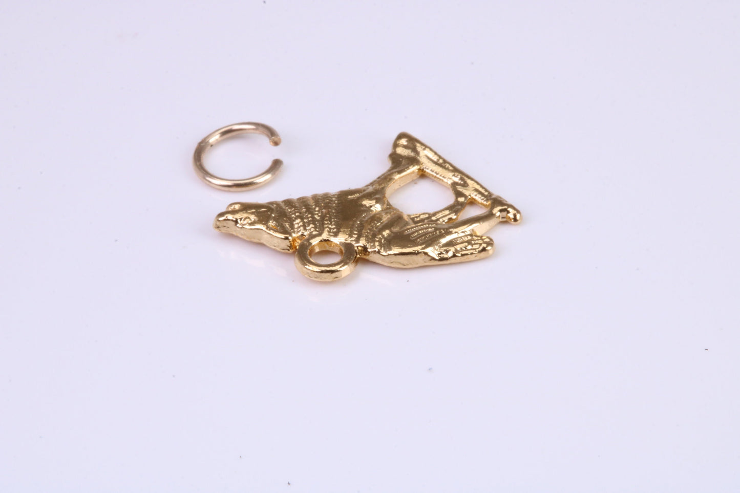 Wolf Charm, Traditional Charm, Made from Solid Cast Yellow Gold, British Hallmarked, Complete with Attachment Link