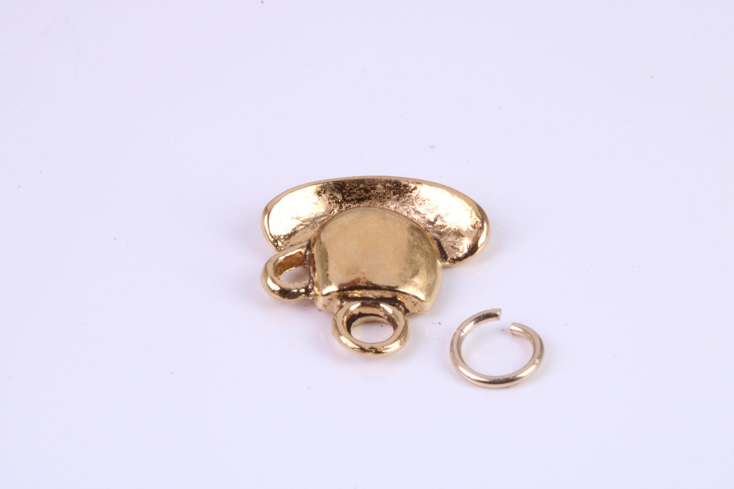 Tea Cup and Saucer Charm, Traditional Charm, Made from Solid Cast Yellow Gold, British Hallmarked, Complete with Attachment Link