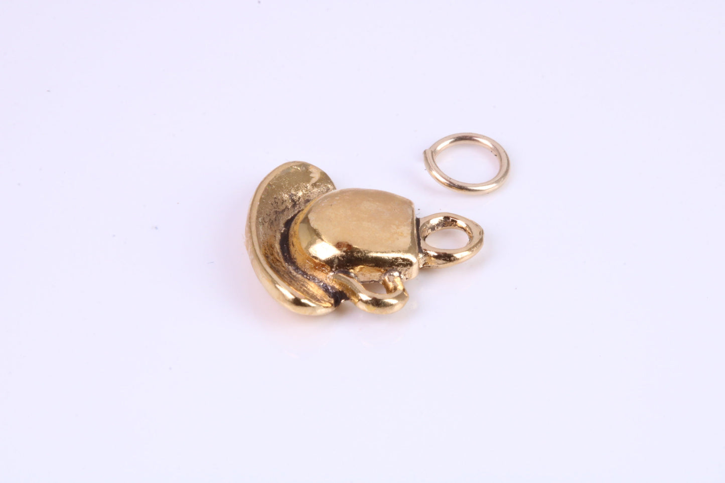 Tea Cup and Saucer Charm, Traditional Charm, Made from Solid Cast Yellow Gold, British Hallmarked, Complete with Attachment Link