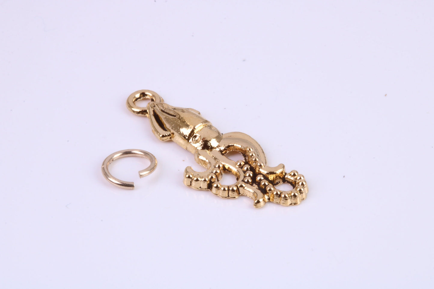 Squid Charm, Traditional Charm, Made from Solid Cast Yellow Gold, British Hallmarked