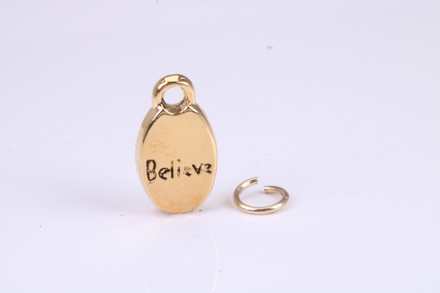 Believe Charm, Traditional Charm, Made from Solid Cast British Hallmarked Yellow Gold