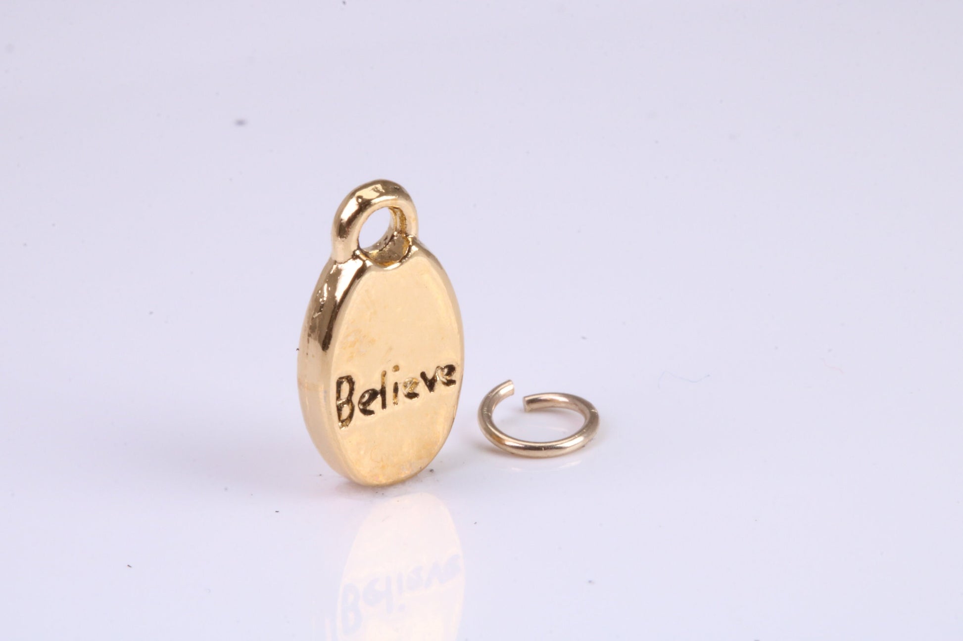 Believe Charm, Traditional Charm, Made from Solid Cast British Hallmarked Yellow Gold