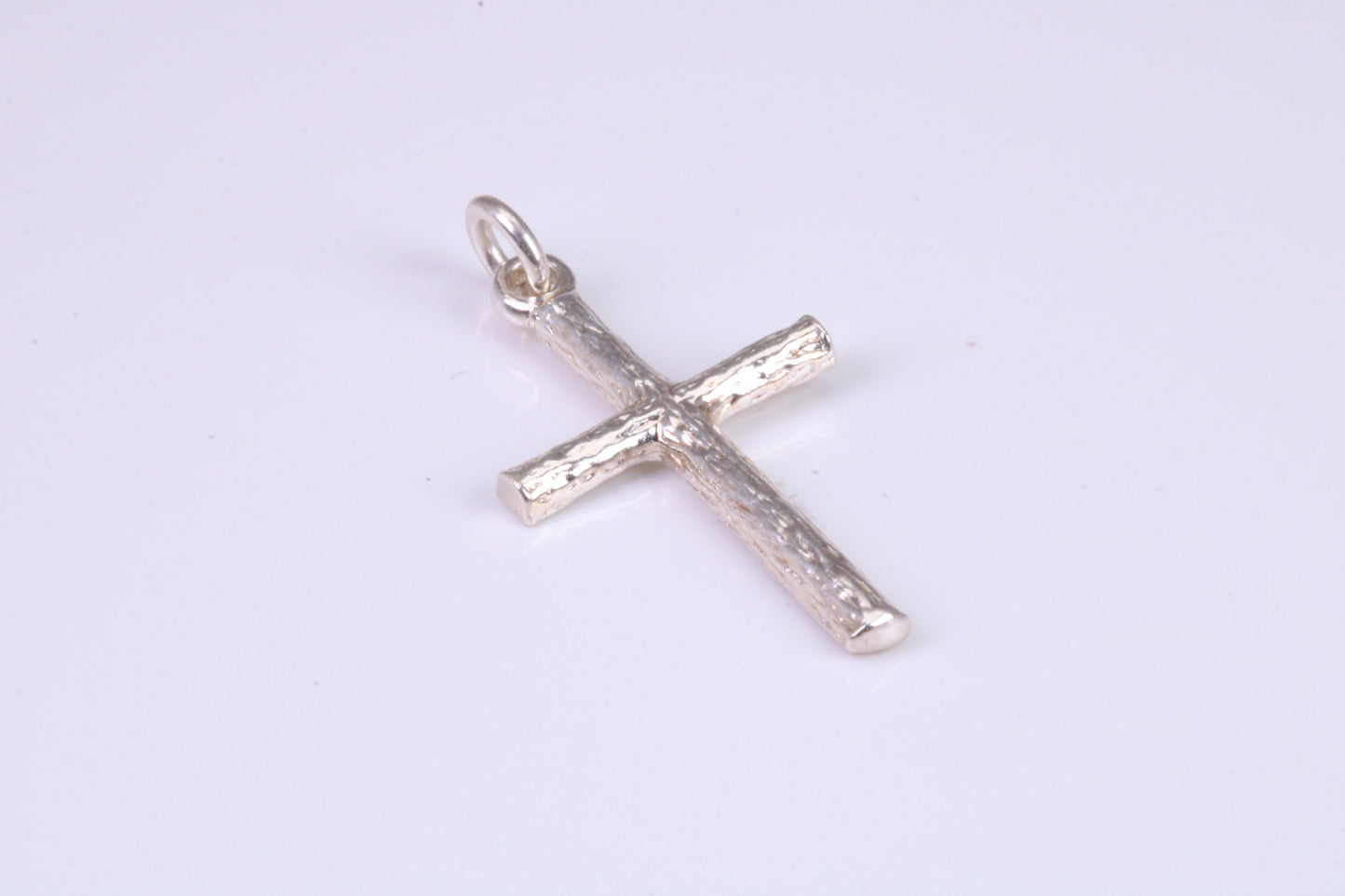 27 mm Long, Sterling Silver Bark effect Cross, Made From Solid Cast Silver