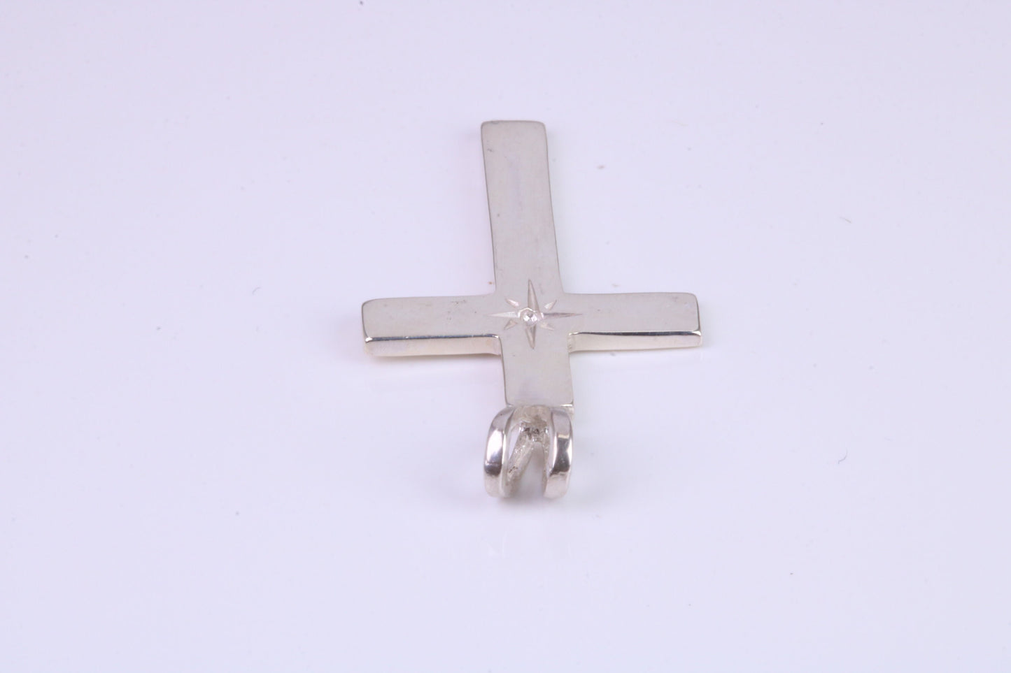 30 mm Long Plain Polished Silver Cross, Made From Solid Cast Silver