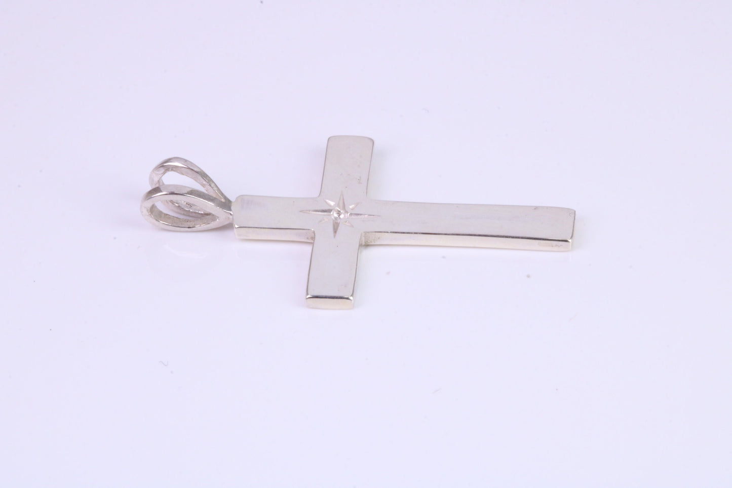 30 mm Long Plain Polished Silver Cross, Made From Solid Cast Silver