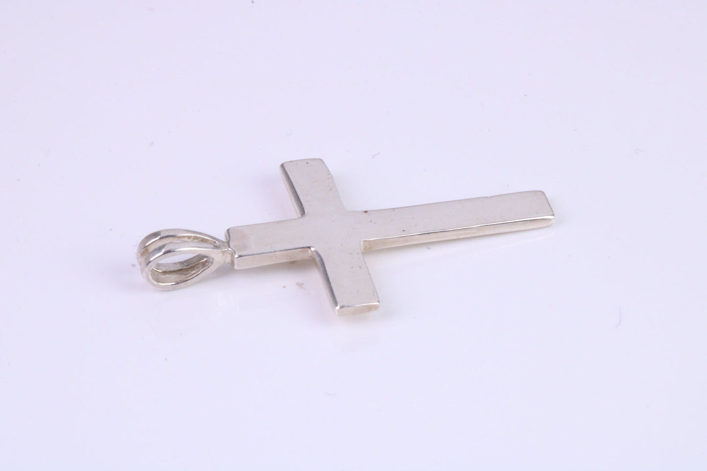 30 mm Long Plain Polished Silver Cross, Made From Solid Cast Silver