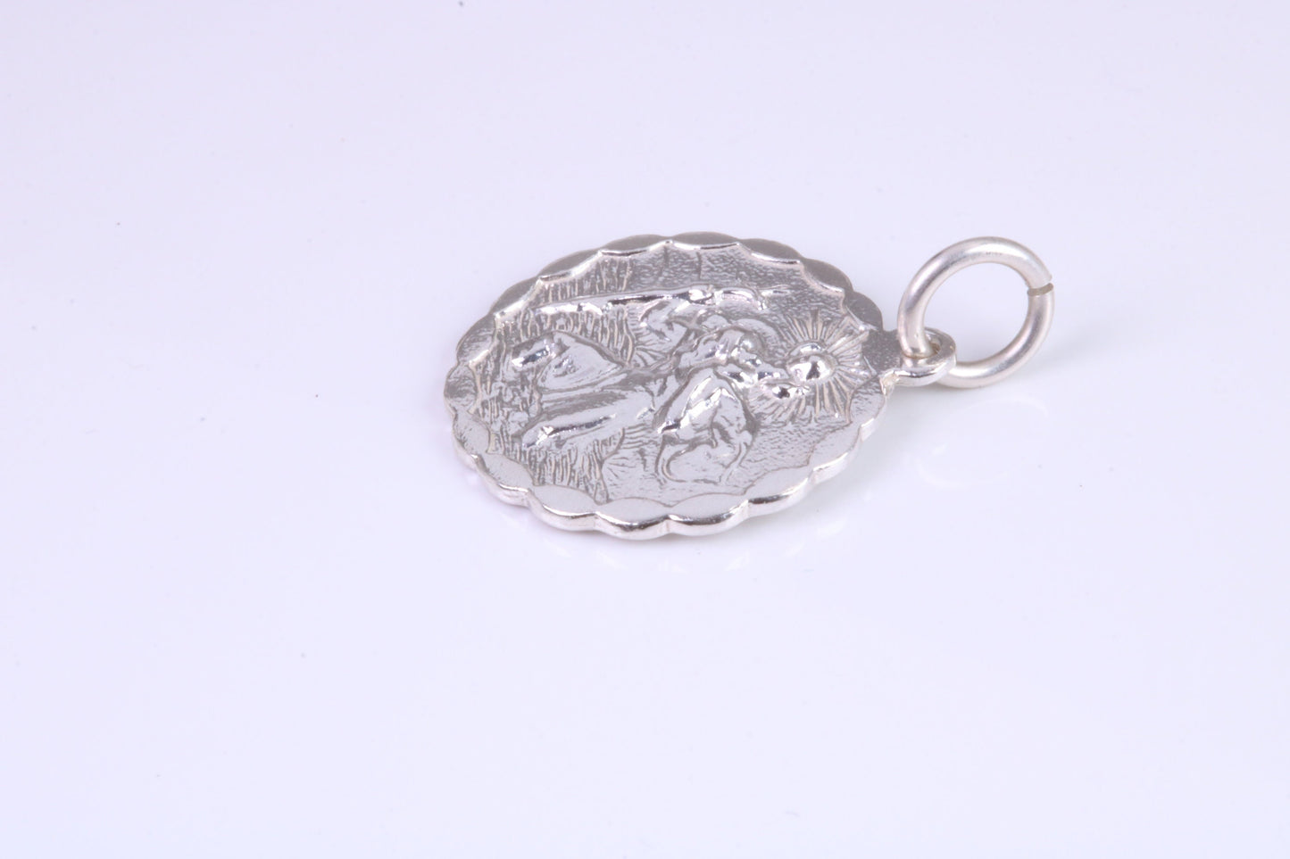 17 mm Round St Christopher, Made From Solid Cast Silver
