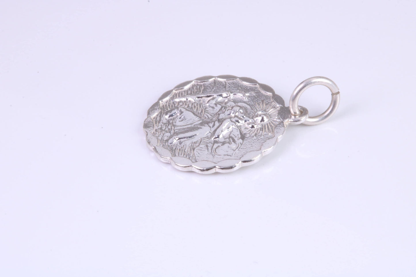 17 mm Round St Christopher, Made From Solid Cast Silver