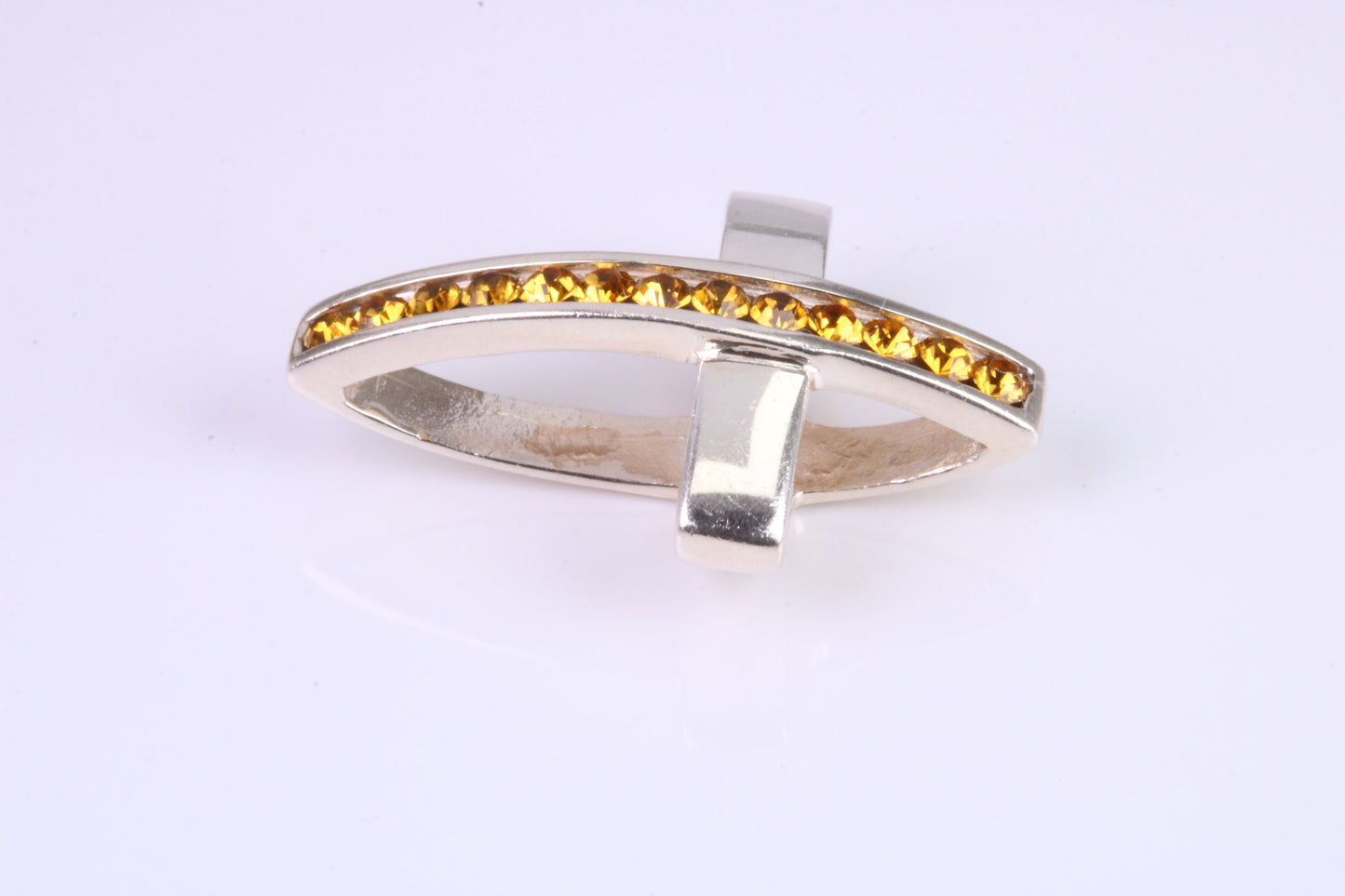 28 mm Long, Yellow C Z set Sterling Silver Cross, Made From Solid Cast Silver