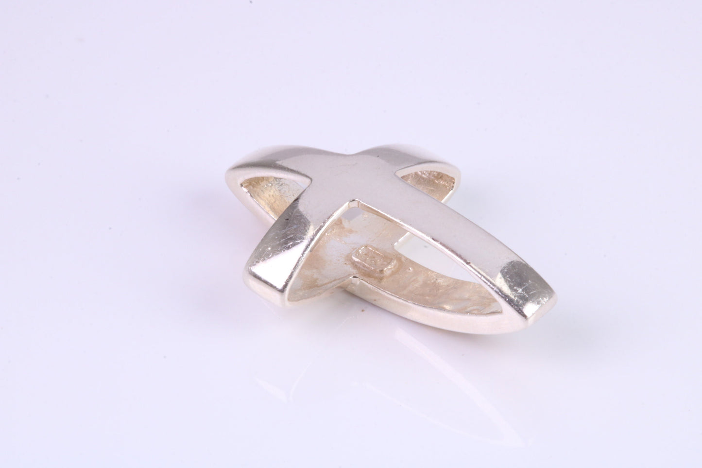 28 mm Long, Yellow C Z set Sterling Silver Cross, Made From Solid Cast Silver