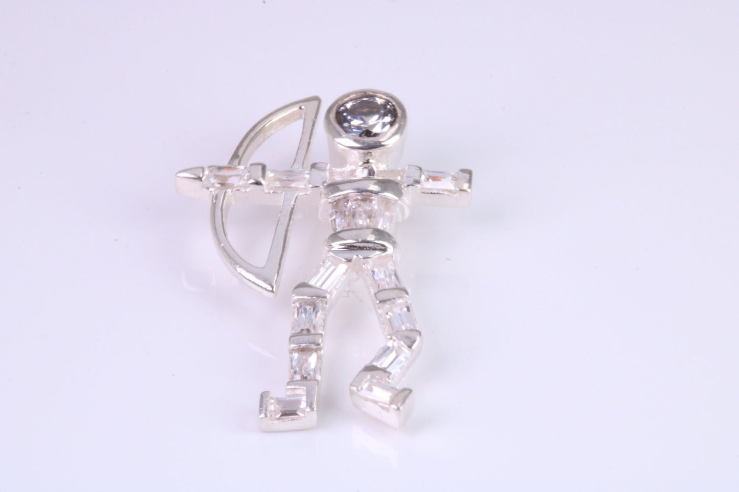 Archer Pendant, Made From Solid Cast Silver and set with Diamond White Cubic Zirconia