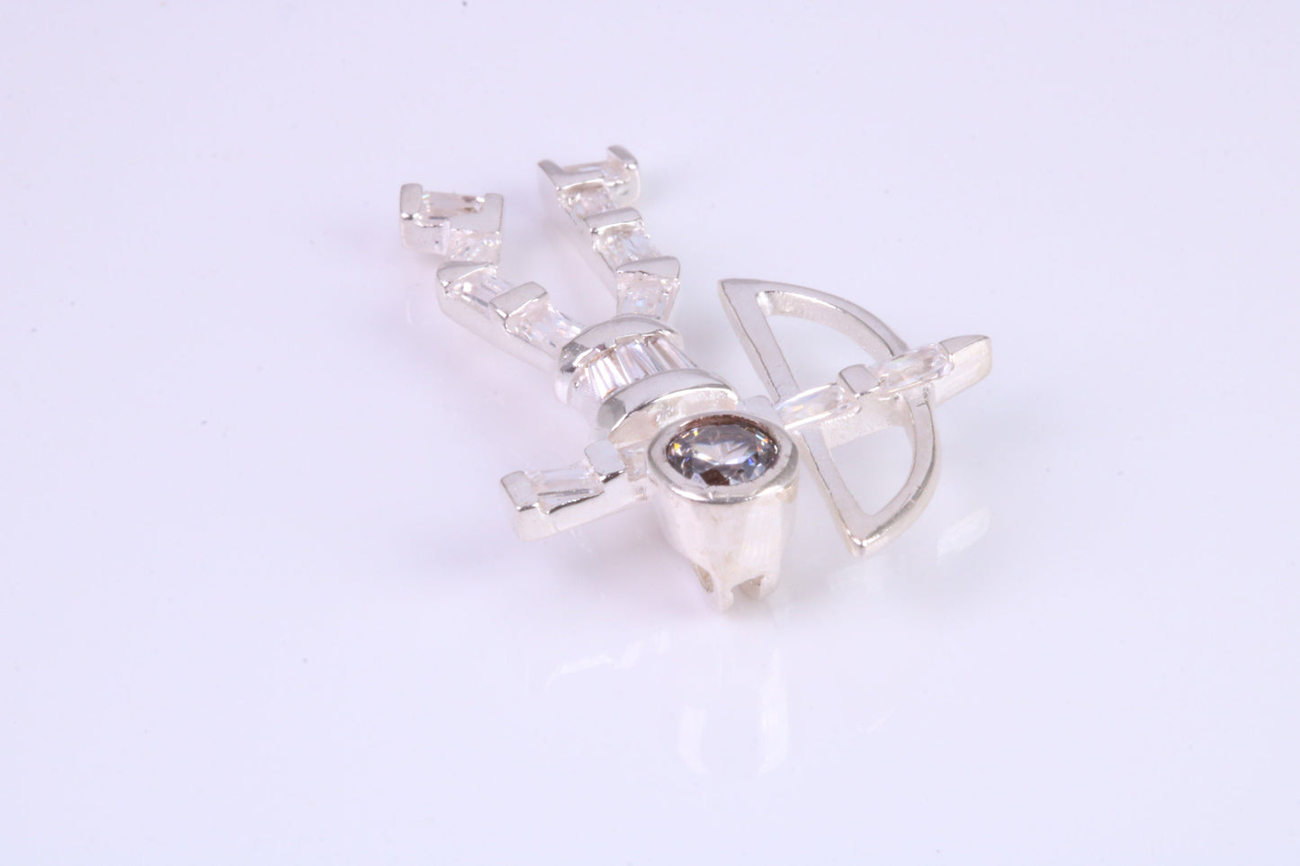 Archer Pendant, Made From Solid Cast Silver and set with Diamond White Cubic Zirconia
