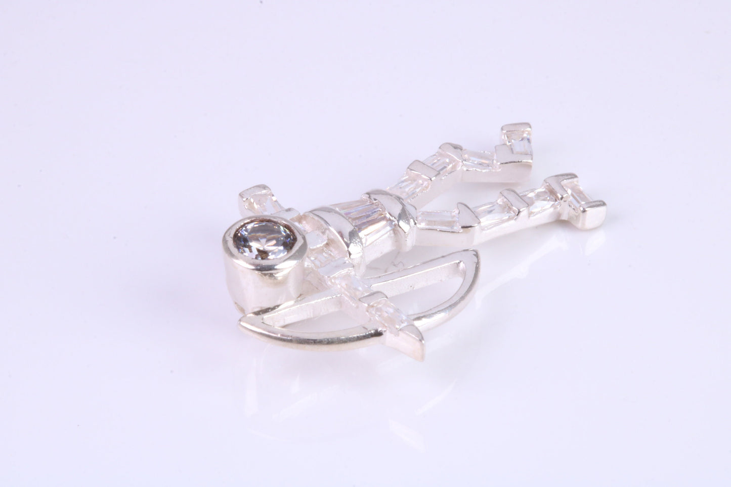 Archer Pendant, Made From Solid Cast Silver and set with Diamond White Cubic Zirconia