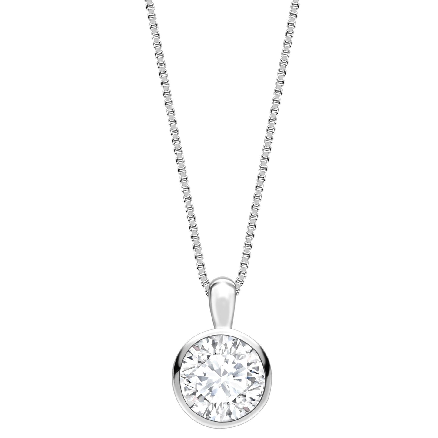 One carat D V V S 1 graded and certified round cut Lab Grown Diamond set Necklace