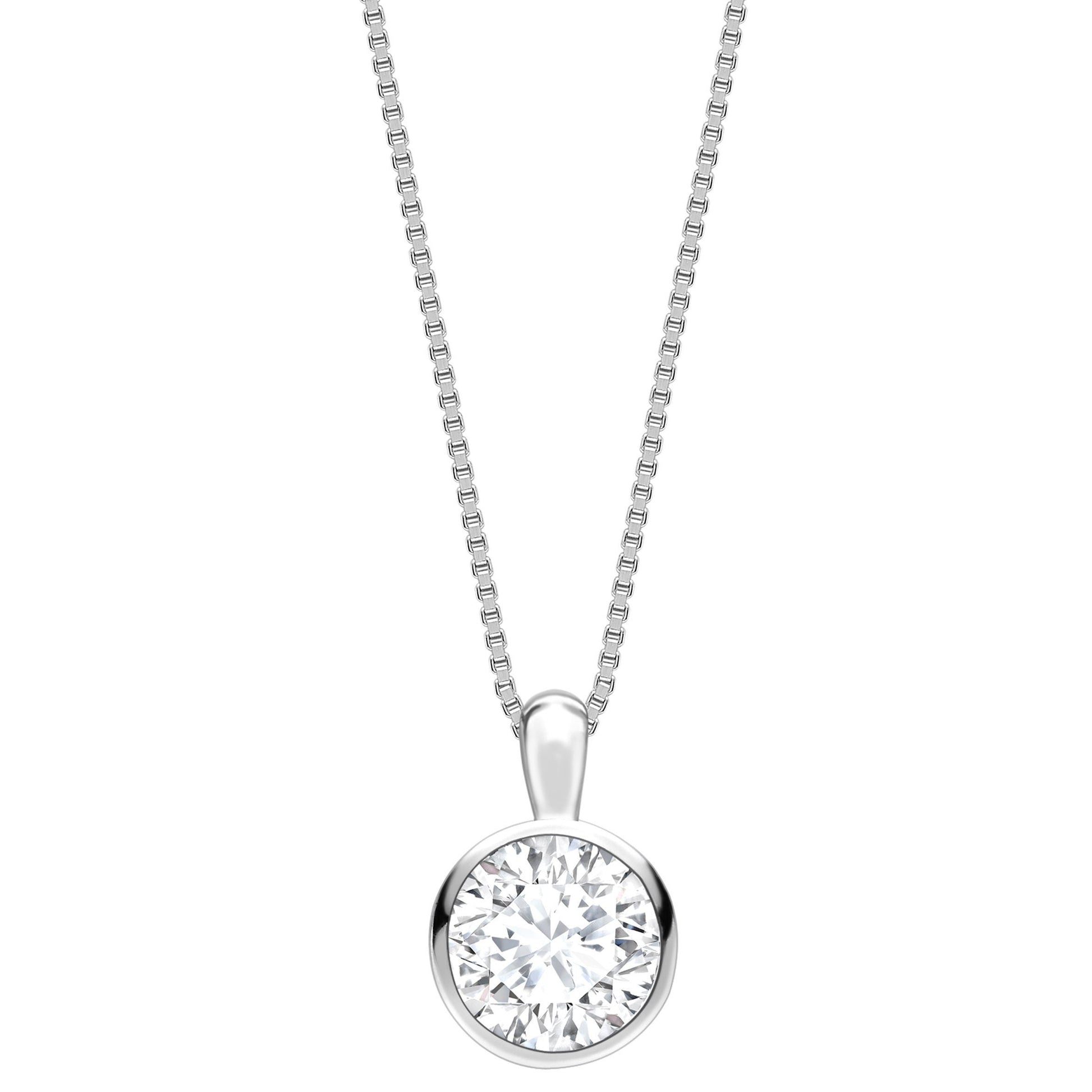 One carat D V V S 1 graded and certified round cut Lab Grown Diamond set Necklace