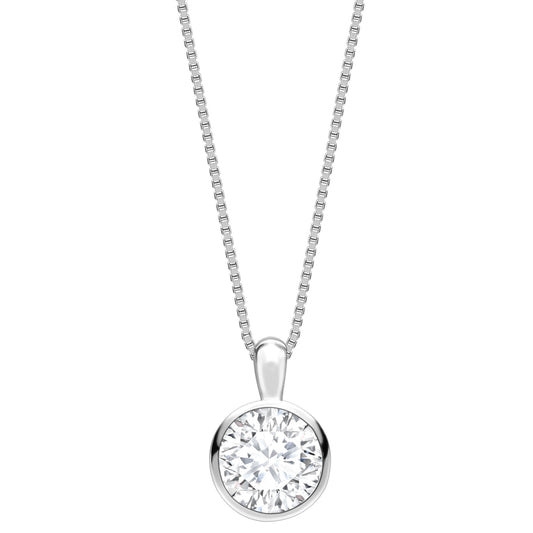 One carat D V V S 1 graded and certified round cut Lab Grown Diamond set Necklace