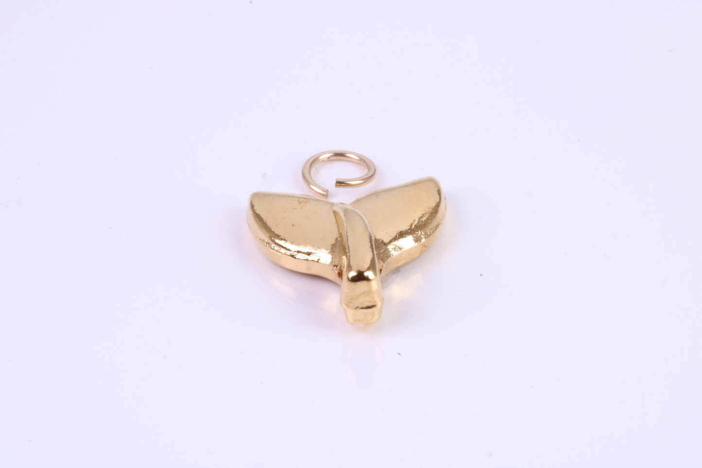 Whale Tail Charm, Traditional Charm, Made from Solid Cast Yellow Gold, British Hallmarked, Complete with Attachment Link