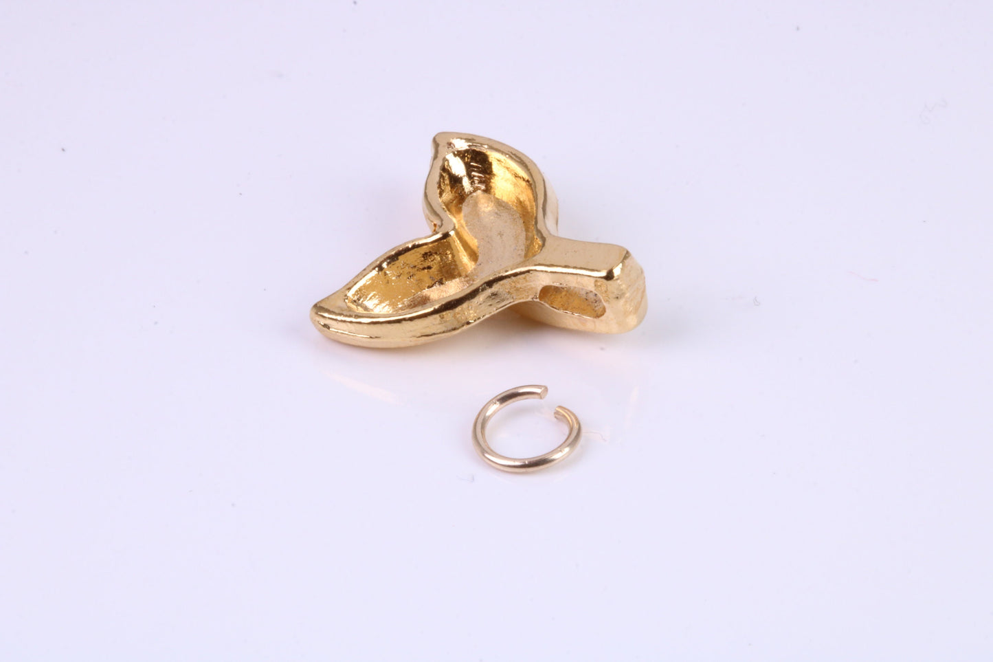 Whale Tail Charm, Traditional Charm, Made from Solid Cast Yellow Gold, British Hallmarked, Complete with Attachment Link
