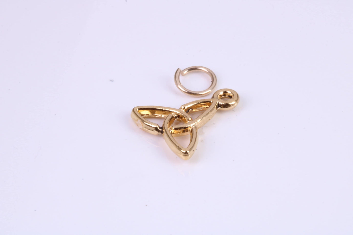 Trinity Knot Charm, Traditional Charm, Made from Solid Cast Yellow Gold, British Hallmarked, Complete with Attachment Link