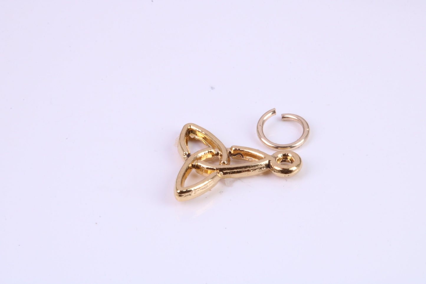 Trinity Knot Charm, Traditional Charm, Made from Solid Cast Yellow Gold, British Hallmarked, Complete with Attachment Link