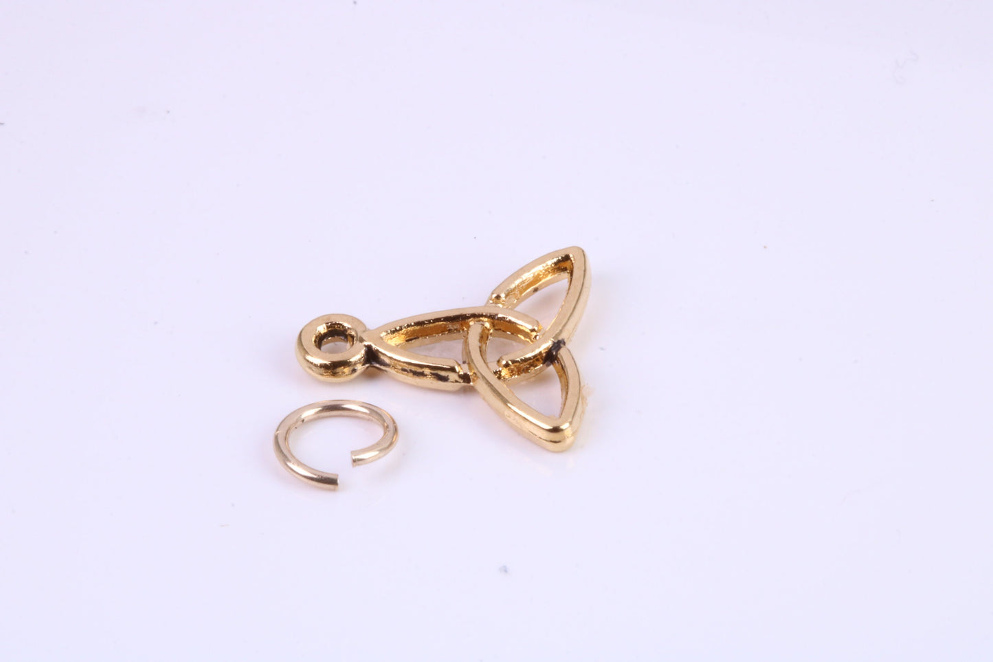 Trinity Knot Charm, Traditional Charm, Made from Solid Cast Yellow Gold, British Hallmarked, Complete with Attachment Link