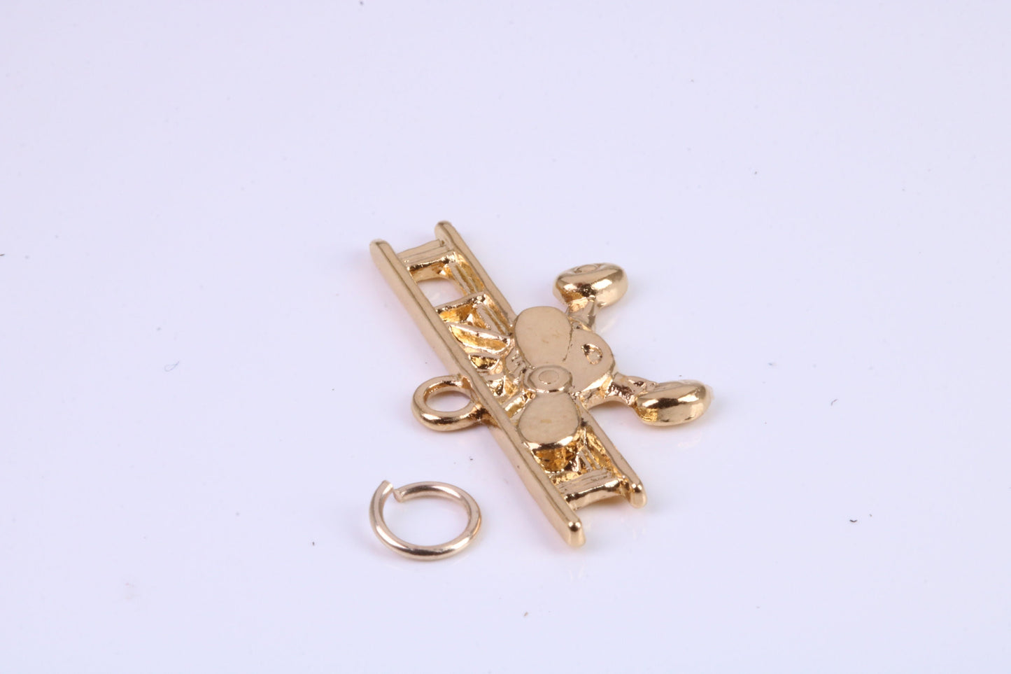 Airplane Charm, Traditional Charm, Made from Solid Cast Yellow Gold, British Hallmarked, Complete with Attachment Link